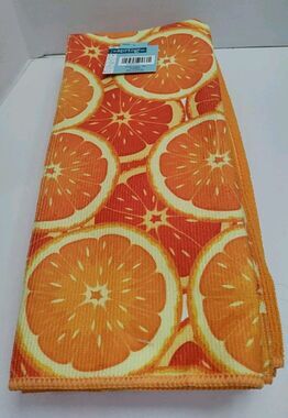 Set Of 5 Orange Fruit & Orange Dish Towel Set 2 Orange Fruit 3 Orange 15 X 26